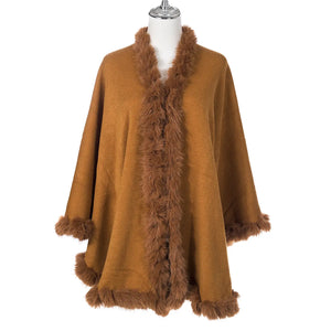 #Fur Trim Poncho