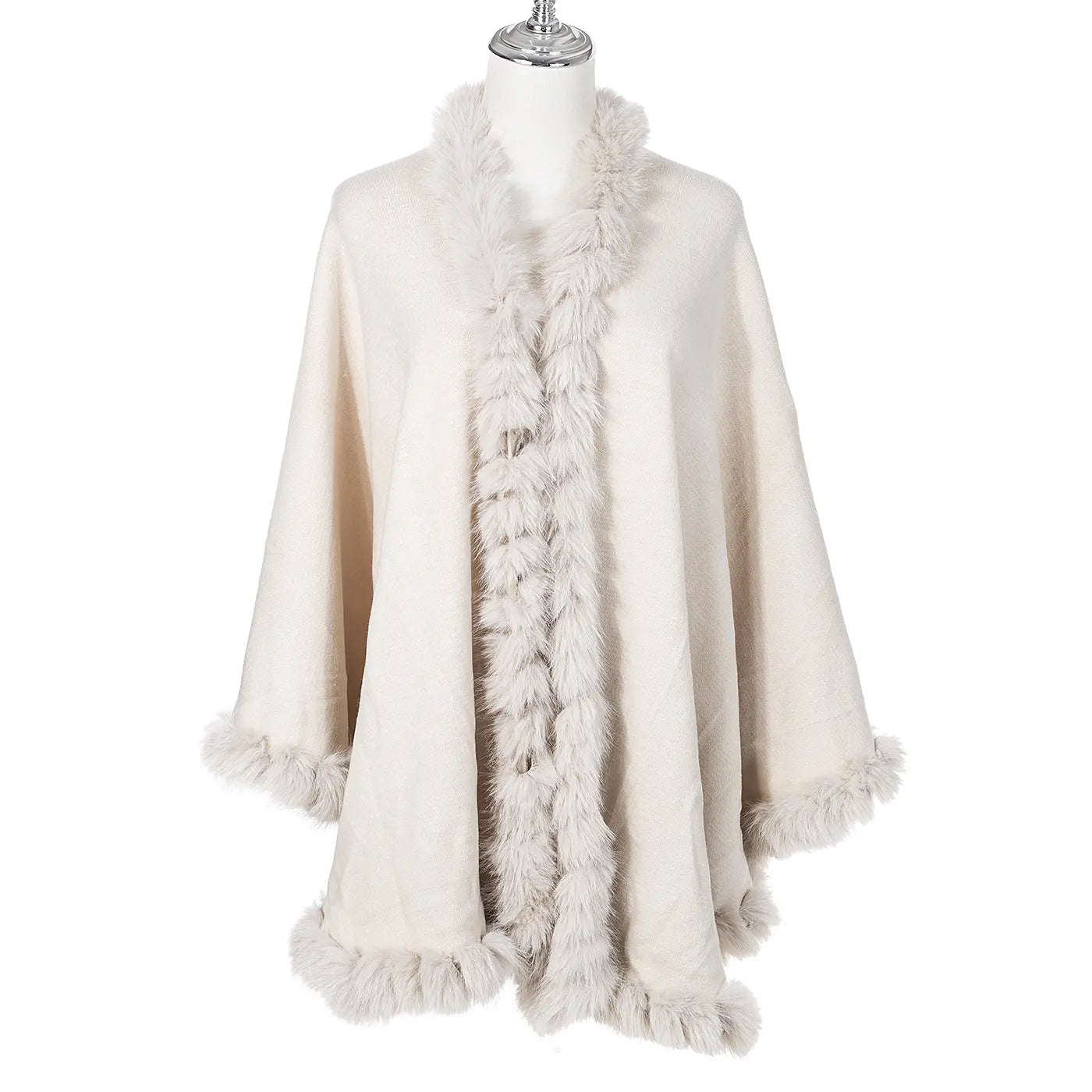 #Fur Trim Poncho