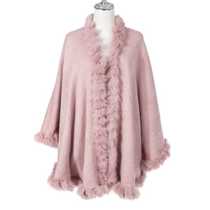 #Fur Trim Poncho