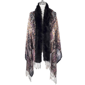 Blossom Gold Lurex Wrap With Fur