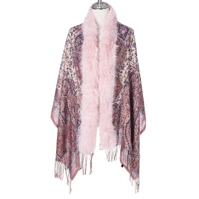 Blossom Gold Lurex Wrap With Fur