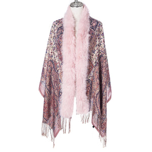 Blossom Gold Lurex Wrap With Fur