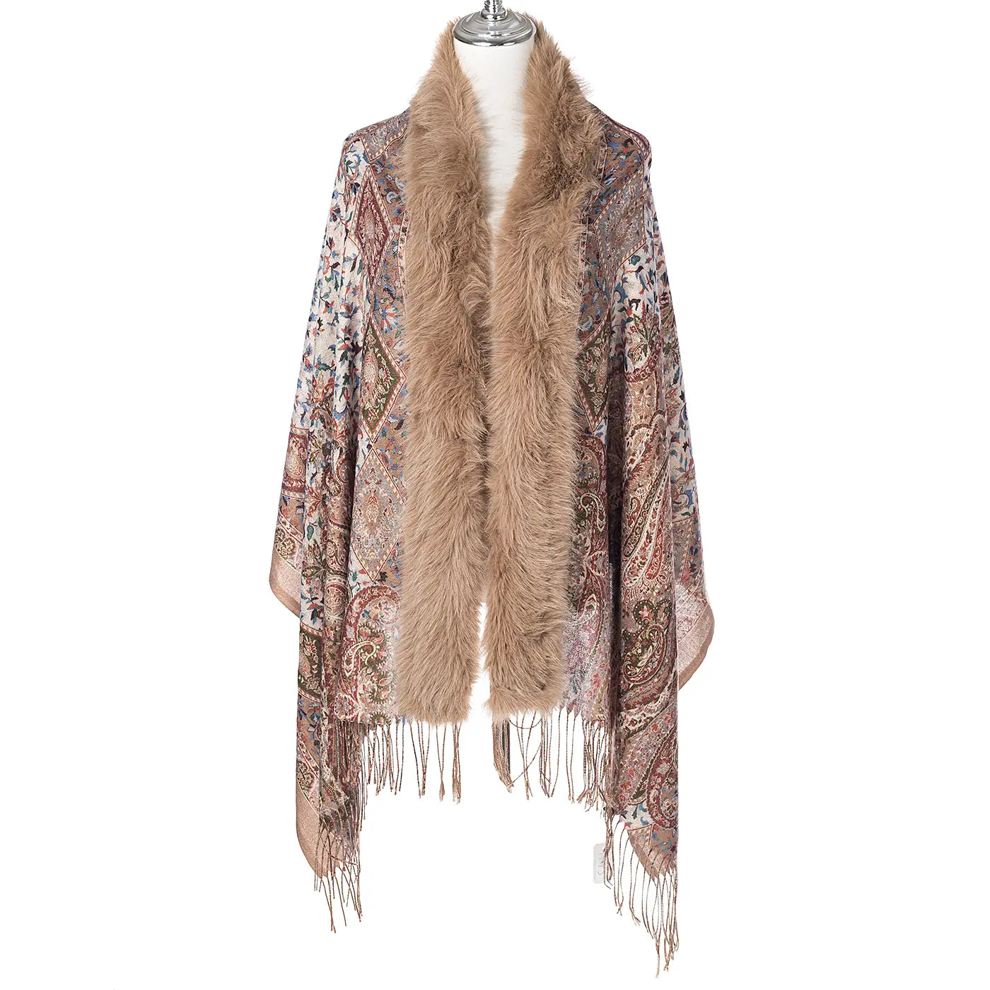 Blossom Gold Lurex Wrap With Fur