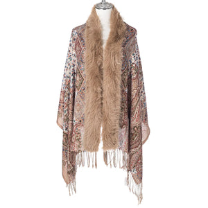 Blossom Gold Lurex Wrap With Fur