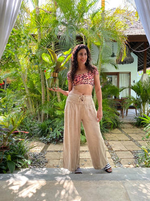 #Wide Leg Pleat Waist Band Pants
