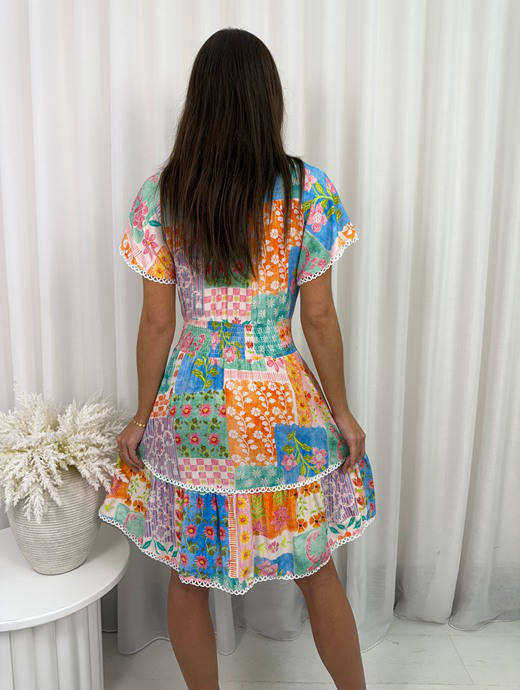 Cottage Garden Cap Sleeve Mini Dress