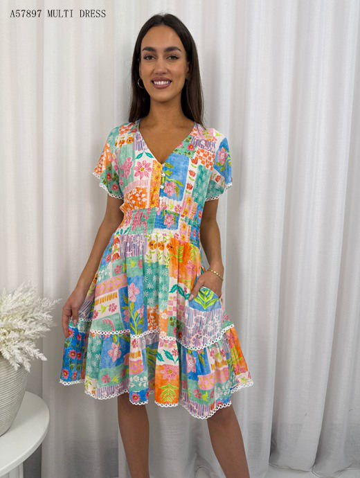 Cottage Garden Cap Sleeve Mini Dress