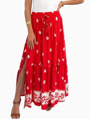 Stencil Border 3 Tier Maxi Skirt