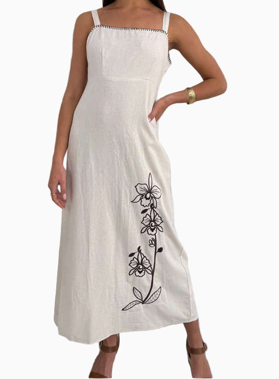 Flora Linen Maxi Dress