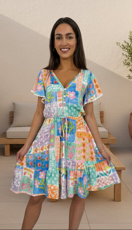#Cottage Garden V Neck Mini Dress