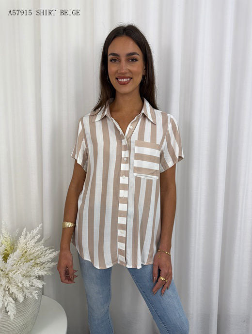 Barber Shop Striped Button Up Shirt