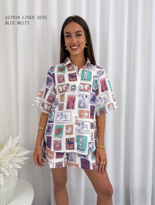 Postage Stamp Top/Short Set