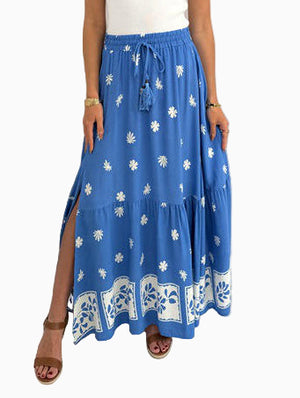 Stencil Border 3 Tier Maxi Skirt