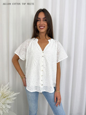 Broidre Anglaise Button Up Blouse