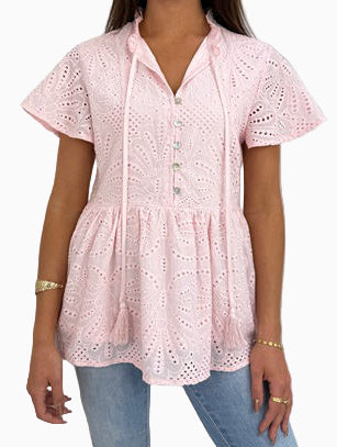 Broidre Anglaise Baby Doll Blouse
