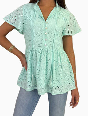 Broidre Anglaise Baby Doll Blouse