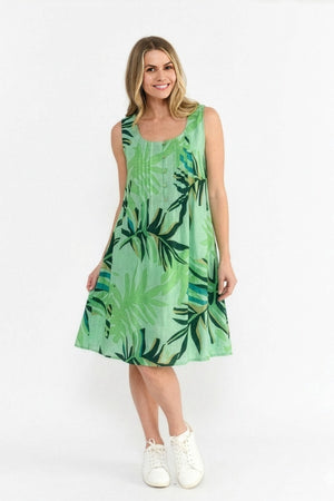 Dress Sleeveless - Geo Leaves