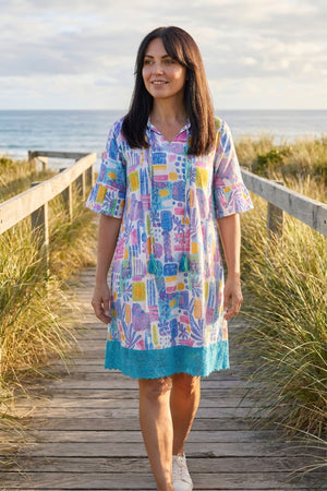 Hannah Tunic Mini Dress - Tropical Blocks
