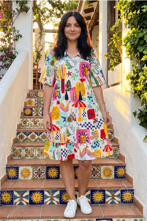 Charli Tassle Tie Dress - Simple Blocks