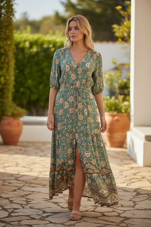 Iris 1/2 Sleeve Maxi Dress