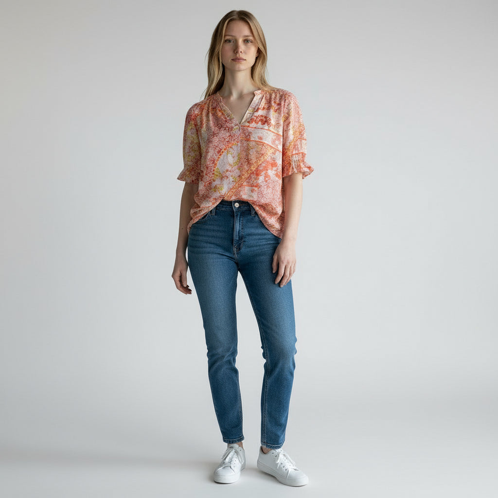 Patchwork Print Blouse