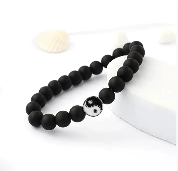 Yin Yang Lava Stone Bracelet