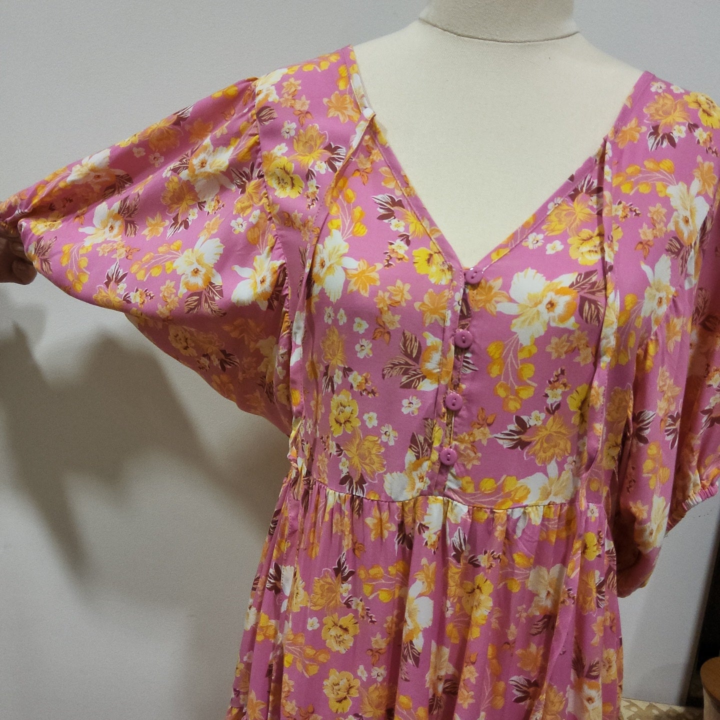 #Peach Floral Mini Dress