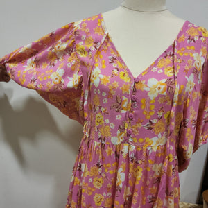 #Peach Floral Mini Dress