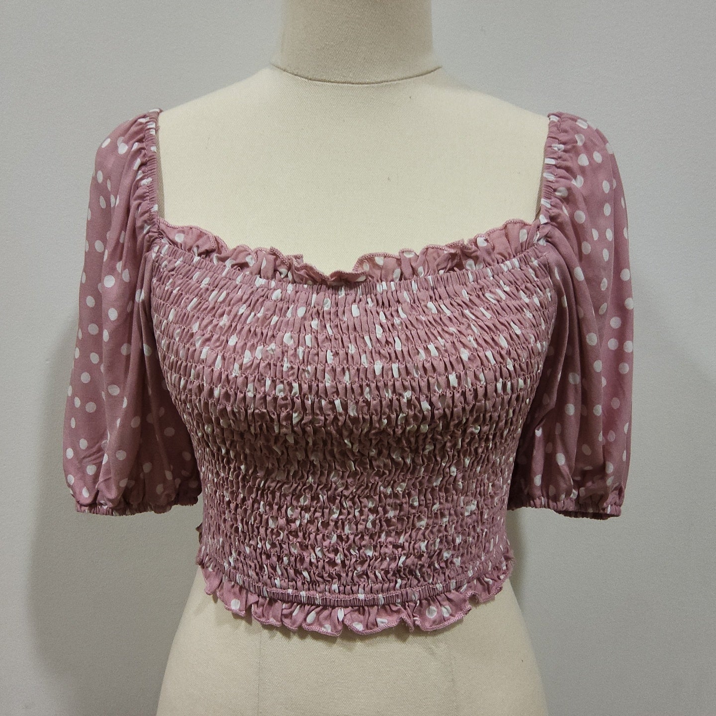 MF SHIRRED TOP - POLKA DOTS