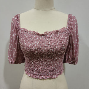 MF SHIRRED TOP - POLKA DOTS