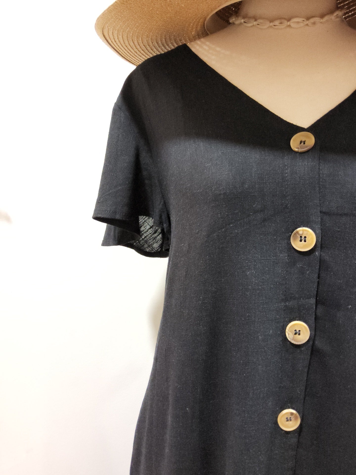 LINEN BUTTON DOWN DRESS MINI
