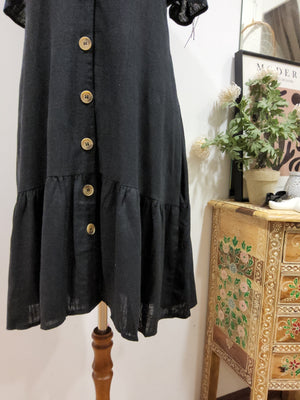 LINEN BUTTON DOWN DRESS MINI