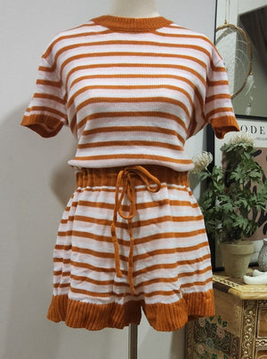 ORANGE KNITTED PLAYSUIT