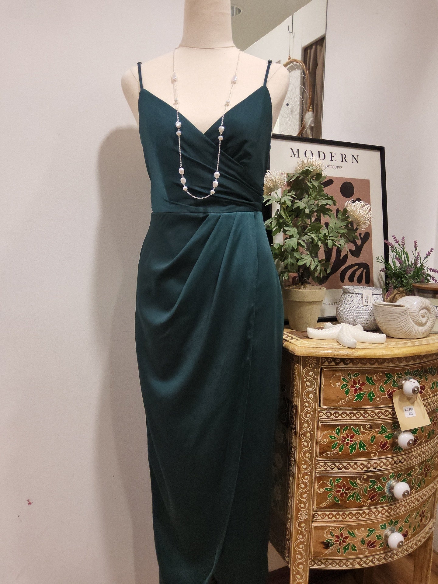 SATIN LOOK CROSS OVER MAXI DRESS