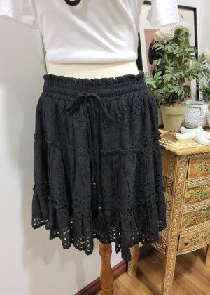 🌟SALE - Cotton Tiered Lace Skirt