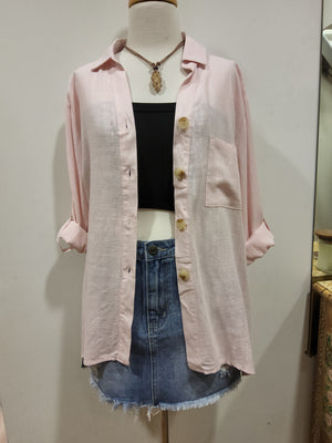 PAMMY  K LINEN BUTTON SHIRT