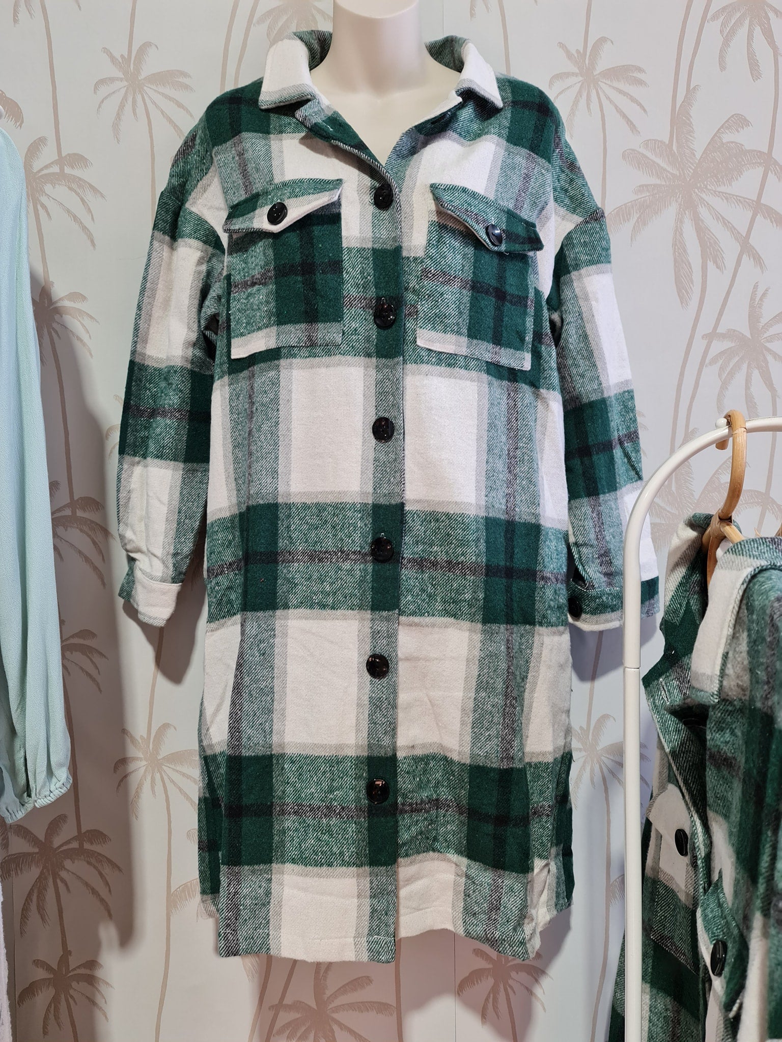 NC COTTON JACKET PLAID GREEN
