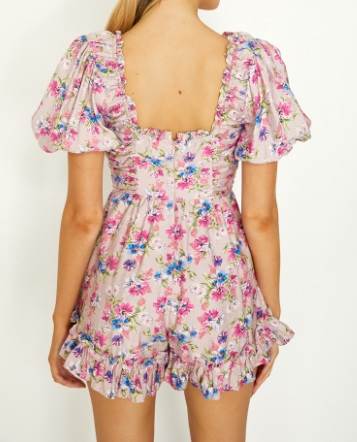 PINK FLORAL JUMPSUIT V NECK