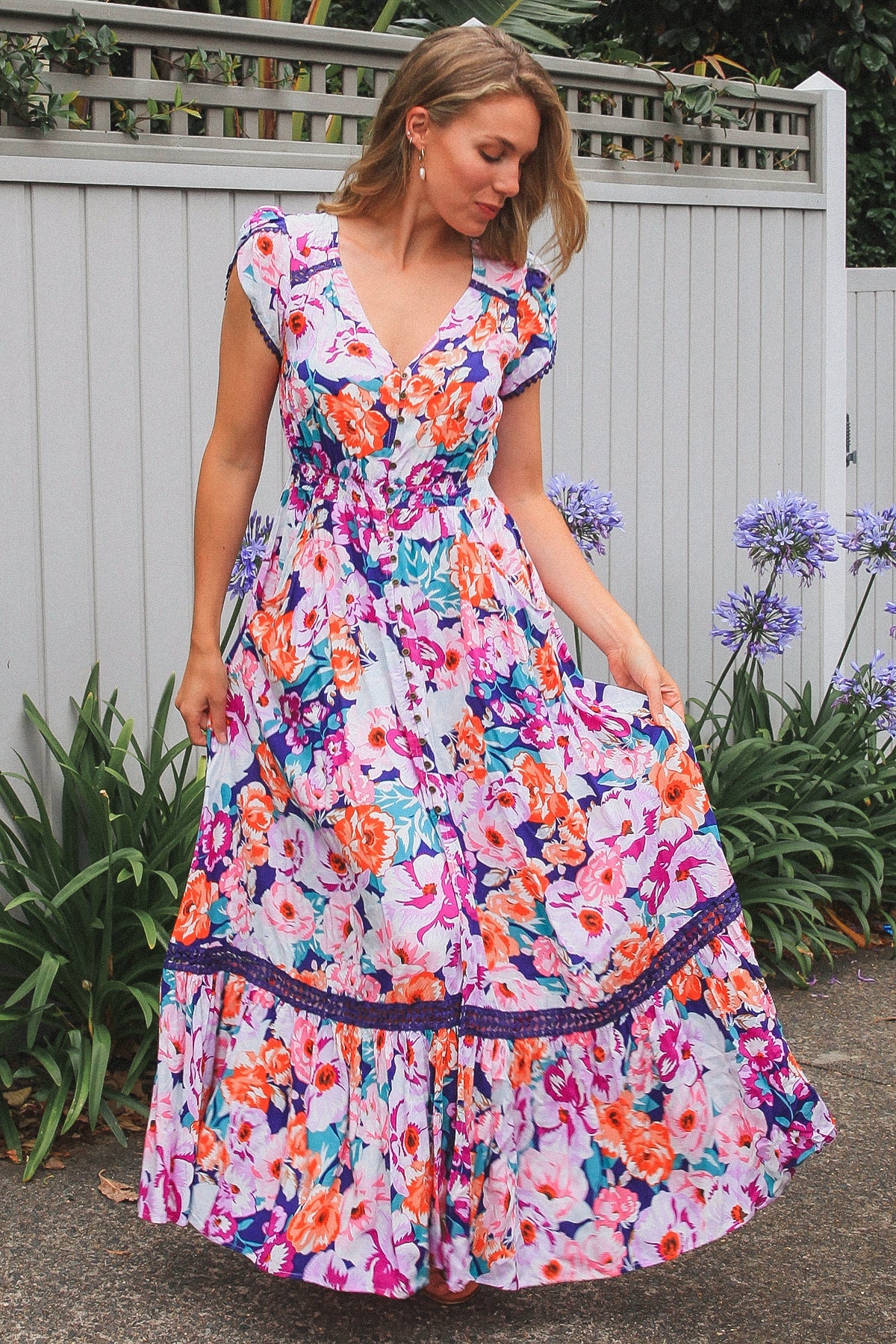 AURORA CAP SLEEVE MAXI DRESS