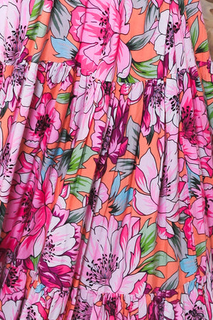 IB SOLANA FLOUNCE SLEEVE SHIRRED MAXI DRESS
