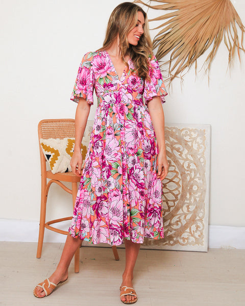 IB SOLANA SLEEVEA MIDI DRESS