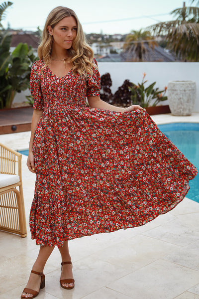 Skylar Shirred Midi Dress