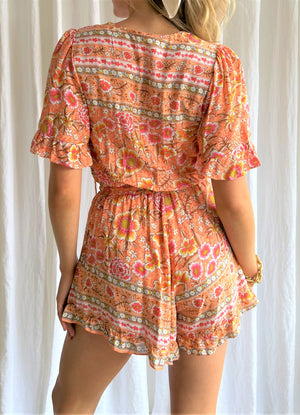 INDI FLORAL ORANGE JUMPSUIT
