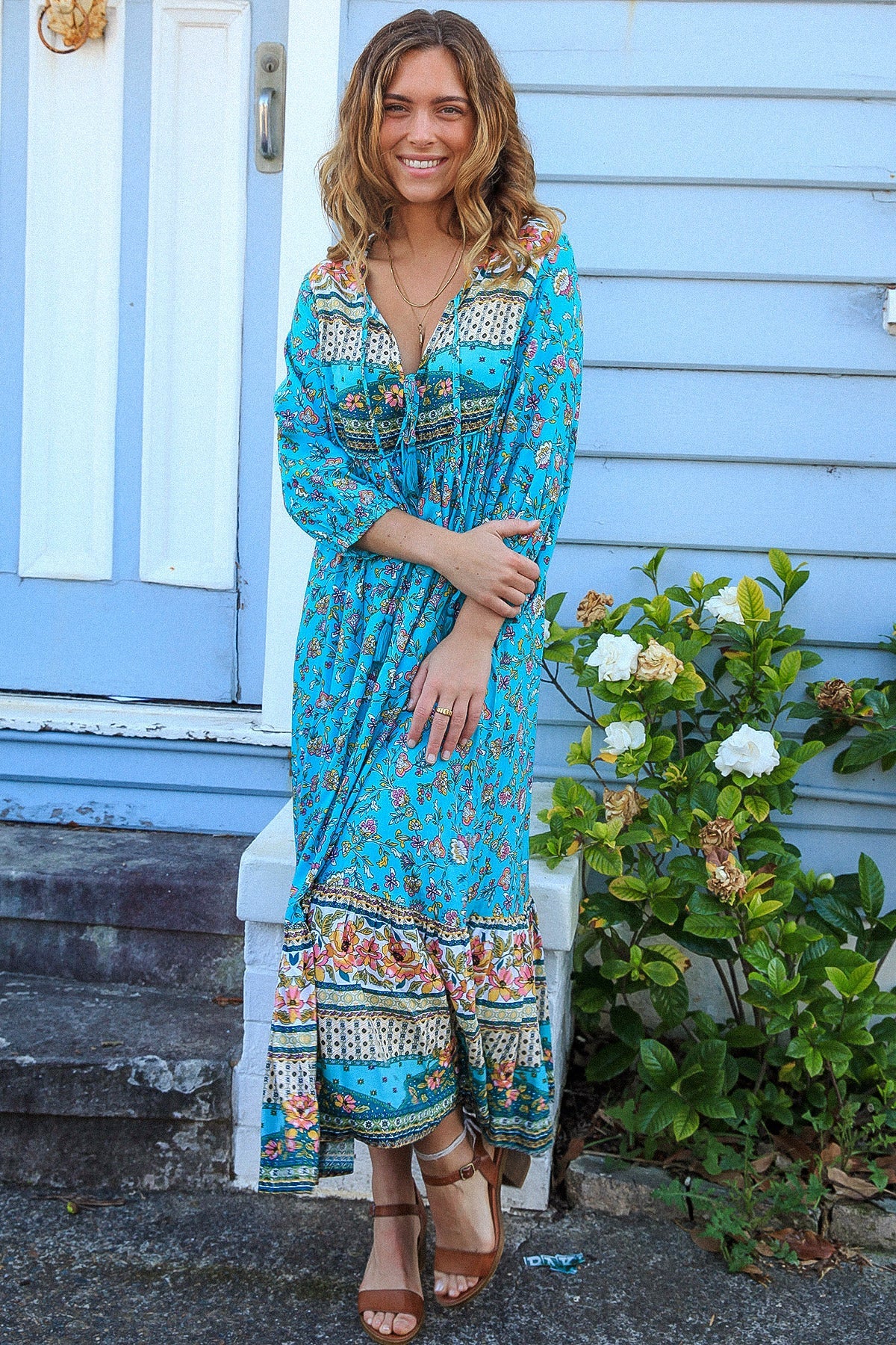 Blakely Tie Front Midi Dress