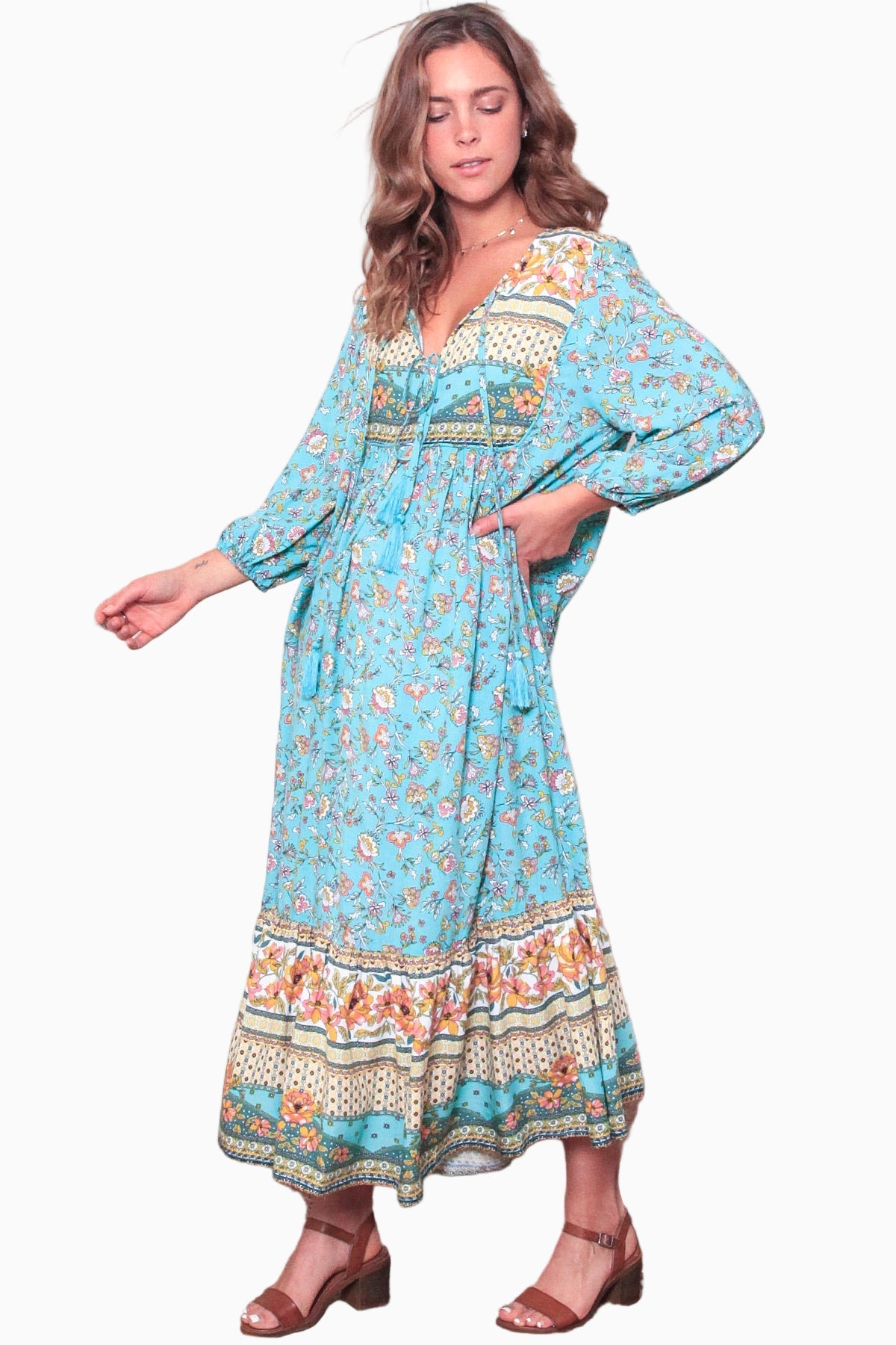 Blakely Tie Front Midi Dress