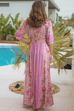 Pink boho maxi dress online