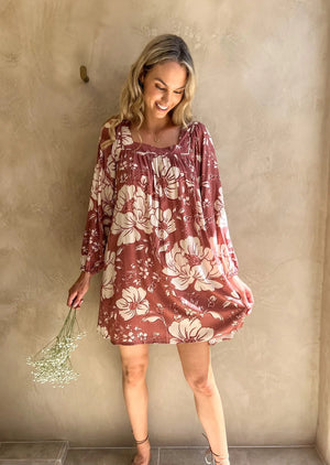 RAE MINI DRESS - WITHERING ROSE