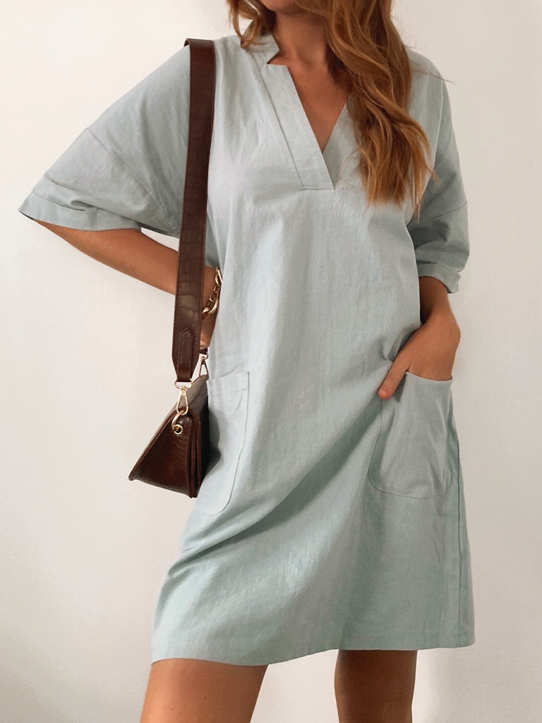 ATL LINEN DRESS WITH POCKETS